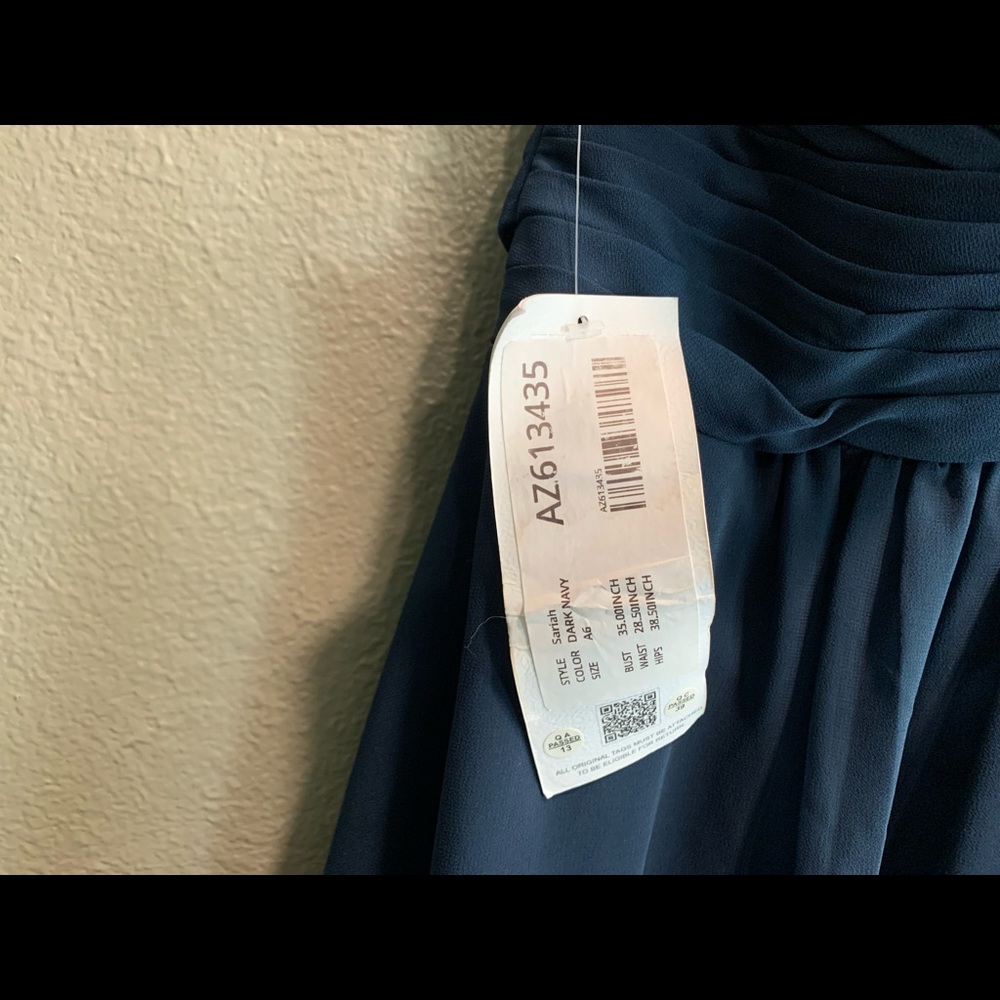 AZAZIE NWT “Sariah” off the shoulder new length Dark Navy, size A6. # AZ613435 - Picture 5 of 9
